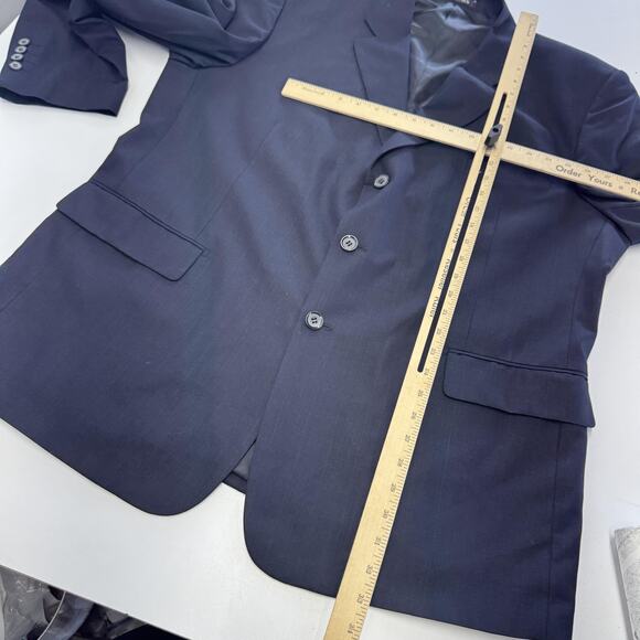 Rochas Blazer Mens 46R Navy Blue Wool Silk Blend Designer Classic Suit Jacket - Picture 9 of 9